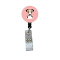 Carolines Treasures Checkerboard Pink Jack Russell Terrier Retractable Badge Reel BB1261BR